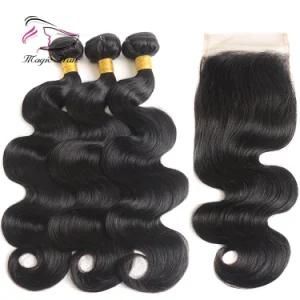Natural Color 3pieces Bundles with 1piece Closure Brazilian Hair Weave Body Wave Human Hair Extension 8-22inches