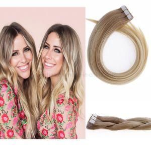 B#12-613 Raw Virgin Human Hair Tape Hair Extensions PU Tape Weft Hair Extension
