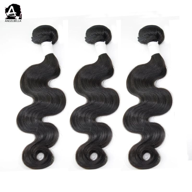 Angelbella 100 Indian Raw Virgin Hair Weave 1b# Virgin Human Hair Bundles
