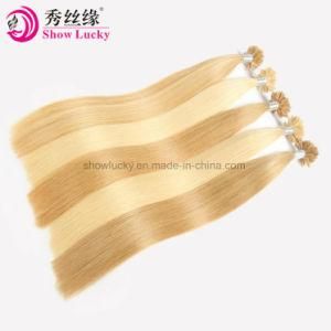 China Hair Vendors Light Blonde Color Natural Drawn Peruvian Hair Stick U Tip Human Hair Extension