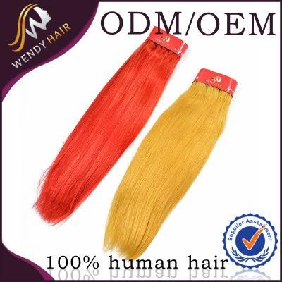 Red Yellow Color Peruvian Silky Straight Hair Weaving