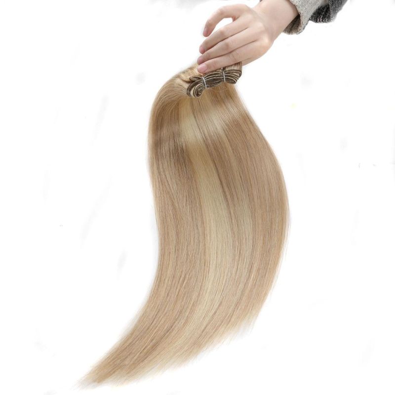 Double Drawn Straight Human Hair Extension Raw Virgin Flat Weft