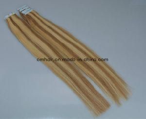 Remy Tape in Human Hair Extensions Ombre Balayage12#/613# Color Seamless PU Hair Extensions