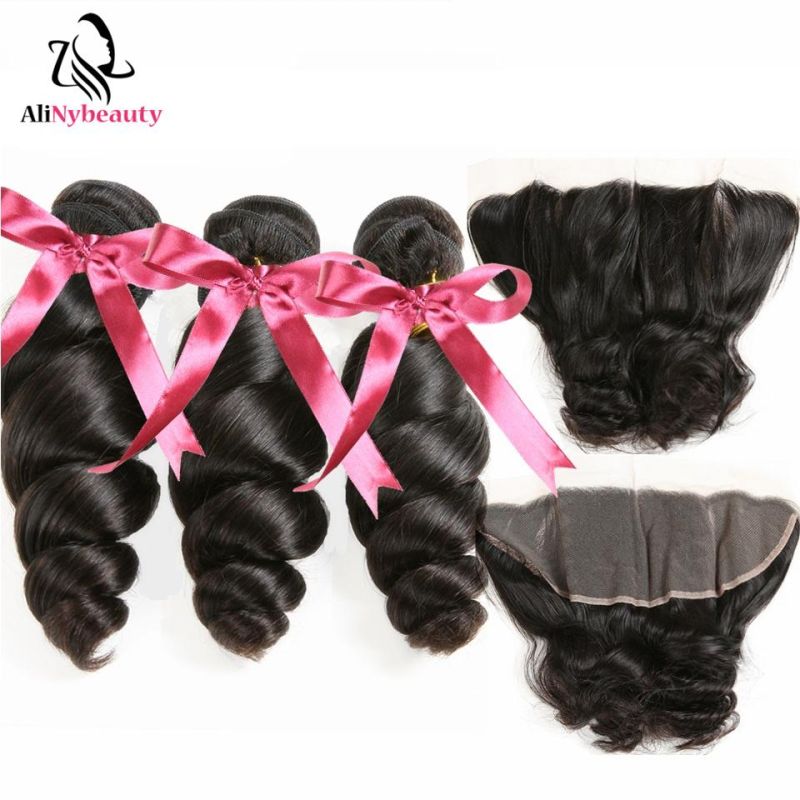 Wholesale Brazilian Virgin Human Hair Bundles with Frontal Loose Wave