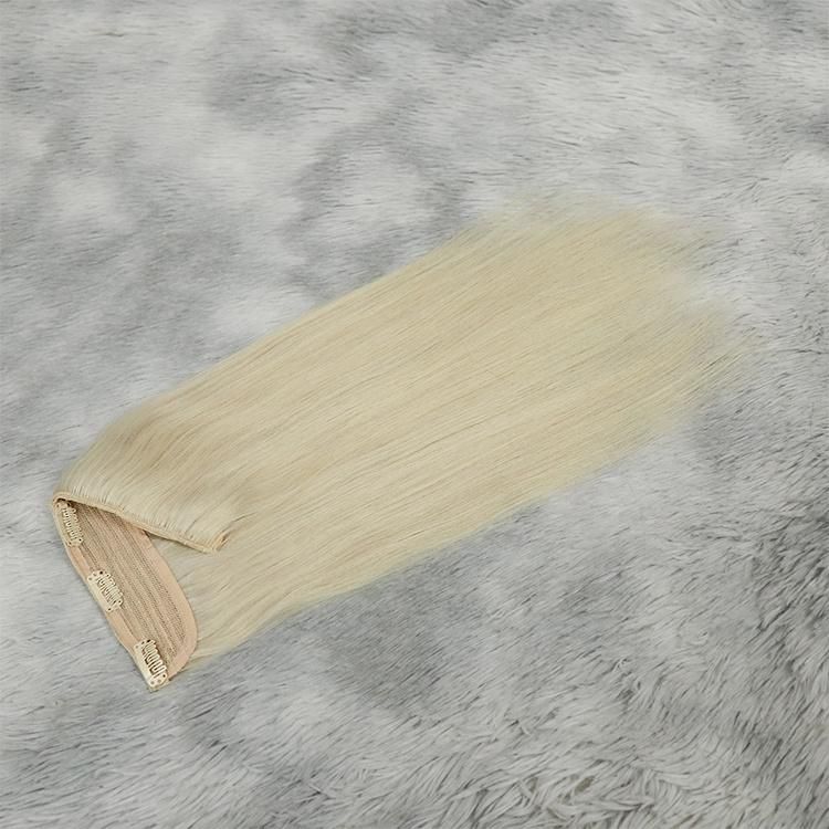 Wholesale Double Drawn Remy Virgin Human Hair Straight Halo Extension with Clip #60A
