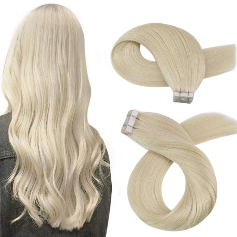 Tape in Hair Extensions Brazilian Blonde Remy Human Hair 26 Inches Platinum Blonde Hair Extensions Tape in 100% Real Human Hair Extensions for Hair Invisible