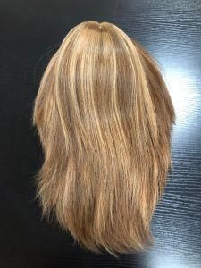 100% Human Hair Kosher Wig, Silk Top Jewish Wig, Brown with Blonde Hights 20 Inches Heavy Density