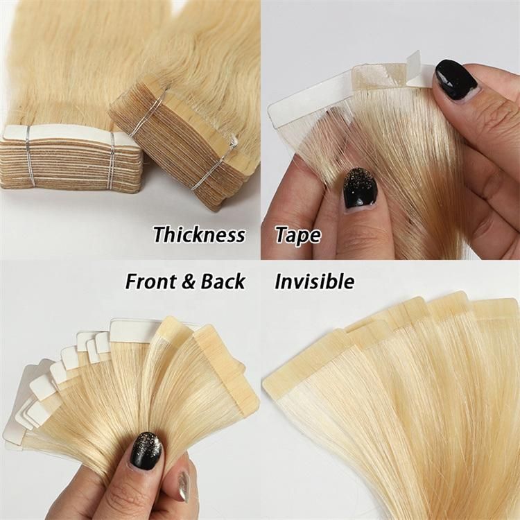 Tape in Extensions Brazilian Straight Human Hair Bundles 4/27 Color Remy Human Hair Extensions