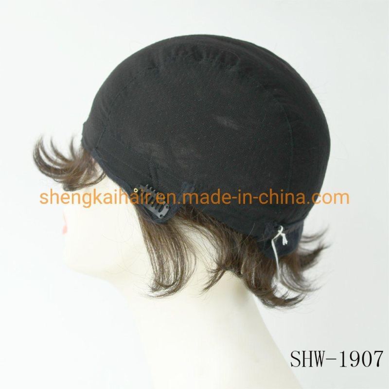 Wholesale Premium Quality Fashion Short Hair Style Full Handtied Human Hair Synthetic Hair Wigs