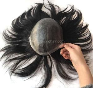 Stock Super Natural Indian Human Hair Injected Thin Skin Toupee