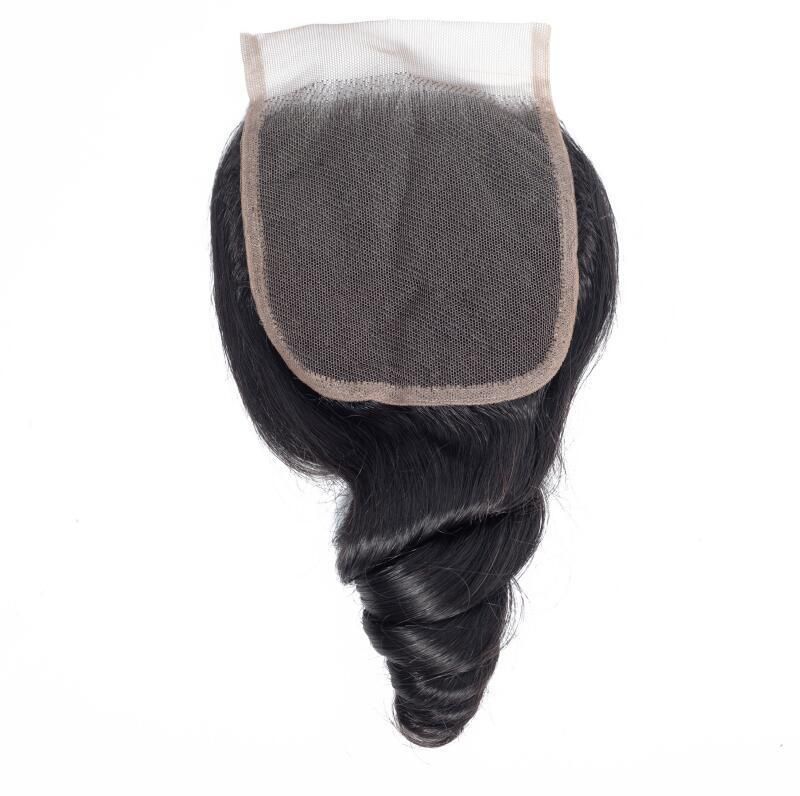 Kbeth Wholesale 10A Grade Loose Wave Closure Hair Unprocessed Indian Virgin Weaving Human Hair Bundles with Closure