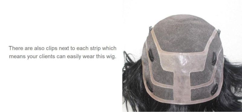 Fine Mono with French Lace Base High Quality Men′s Wigs
