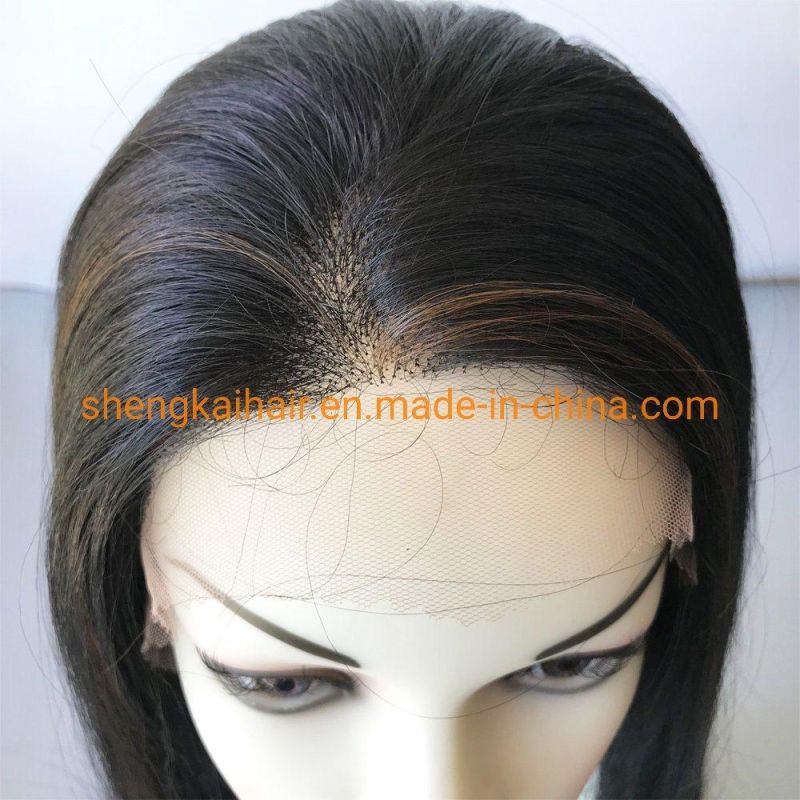 Holesale Natural Looking Handtied Heat Resistant Synthetic Fiber Straight Long Black Lace Front Wigs 604