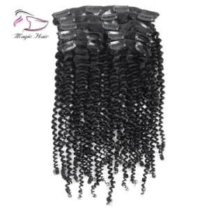 Clip in Human Hair Extension Natural Color 8 Pieces/Set Brazilian Kinky Curly Remy Hair Full Head Sets 120g Ship Free