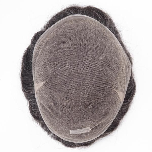 Delicate Lift Injected Super Thin Skin Base Gray Male Hair Replacement for Men
