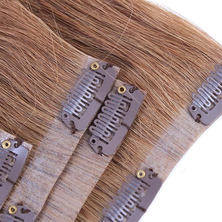 Straight Virgin Hair PU Skin Weft Clip in Hair Extension