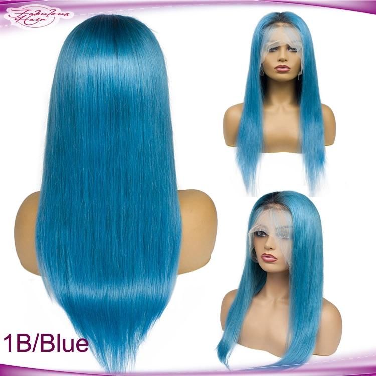 Wholesale Best Natural 100 Human Hair Blue Wig Dark Roots