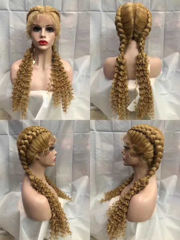 Good Quality 2 Braided Wig with Baby Hair Braid Synthetic Lace Front Wig