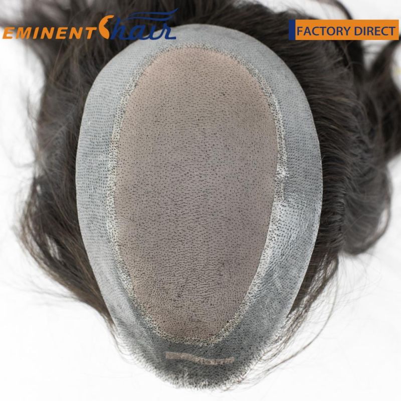 Human Hair All Backwards Fine Mono with Clear PU All Around Hairpiece for Women