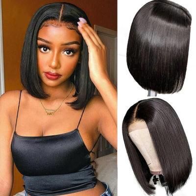 100% Virgin Human Hair Swiss Transparent HD Lace Frontal Short Wigs for Black Women Human Hair