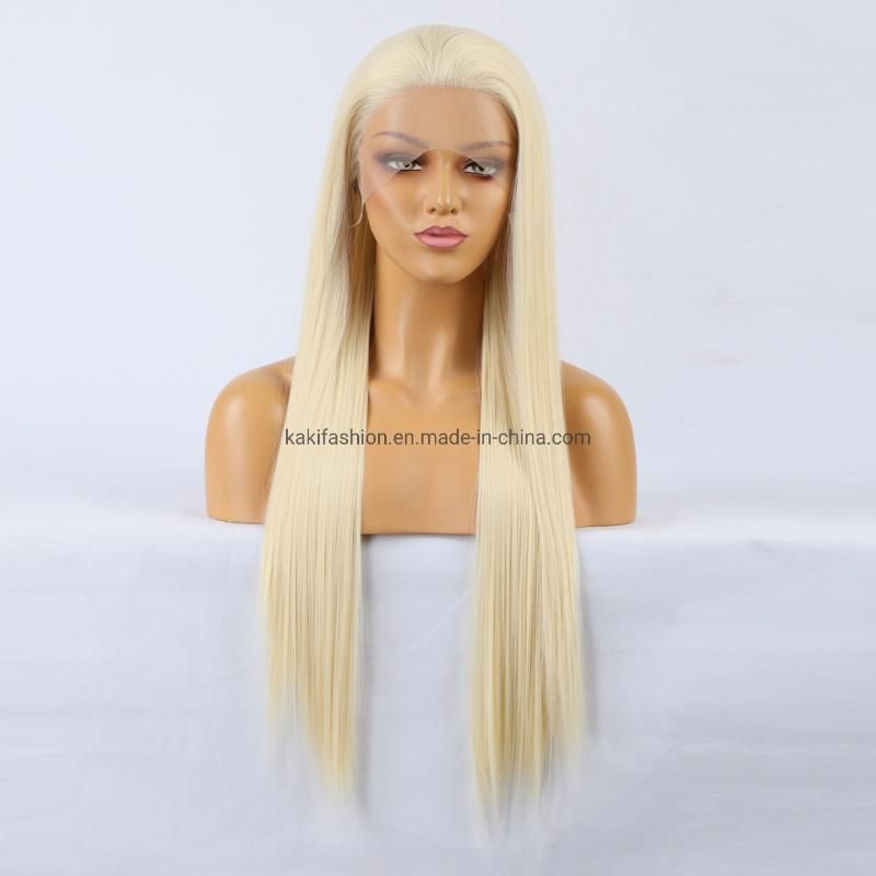 Natural Wig 613# Synthetic Fiber Front Lace Long Straight Hair Matte High Temperature Silk Wig