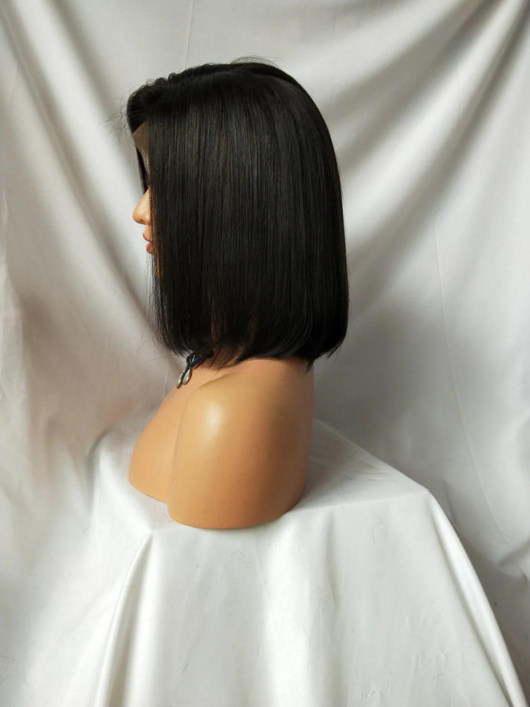 Top Grade Short Bob Black Silky Straight Human Hair Wig