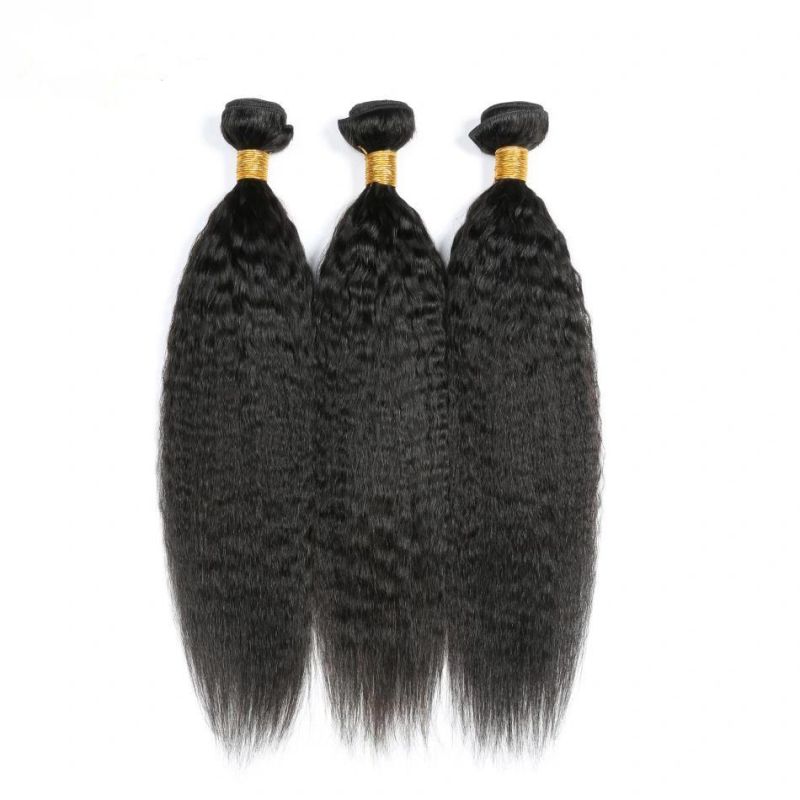 Brazilian Kinky Straight Hair Bundles Human Hair Bundles Remy Human Hair Extensions 3/4 Pieces Double Weft