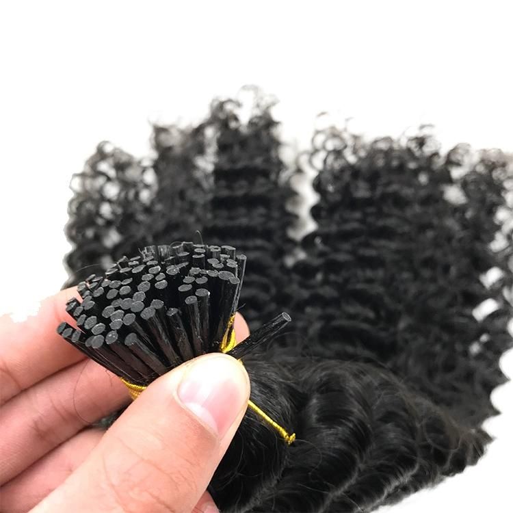 Kaki Hair Wholesale Indian Cuticle Aligned I Tip 3A Curly Hair for Black Woman I Tip Hair Extensions Human Hair