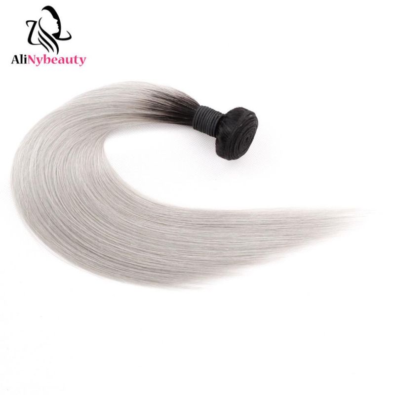 Ombre Color Straight Brazilian Color 1b/Grey Human Hair