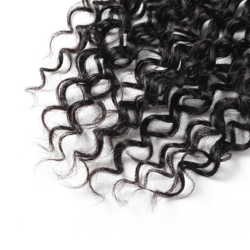 9A 13*4 Lace Frontal Closure Virgin Non-Remy Kinky Curly Free Part Hair Weaving #Black