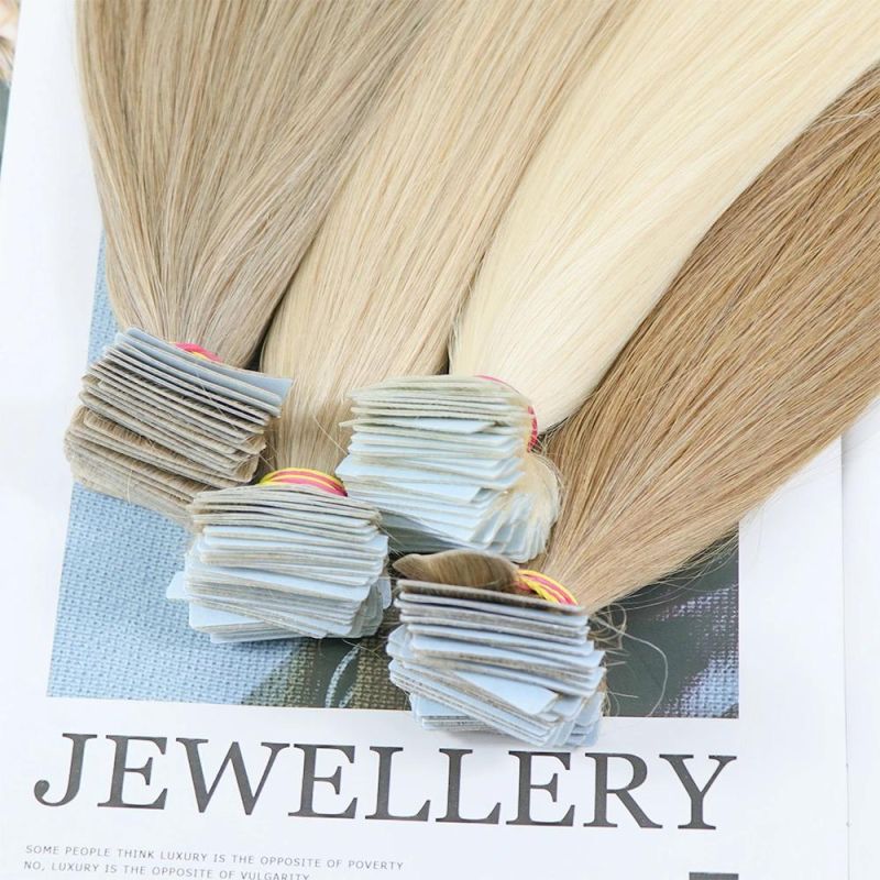 Wholesale 100% Raw Unprocessed Indian Hair Blonde Color Tape in Hair Extensions