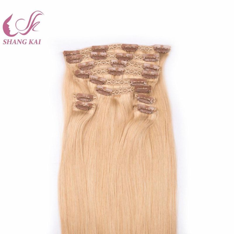 Wholesale Double Drawn Luxury 120g 160g 220g 240g Thickness End with Lace Clip Human Hair Extensions