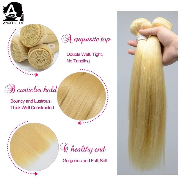 Angelbella Raw Virgin Hair Bundles Silk Straight 613# Honey Blonde Mink Brazilian Remy Hair
