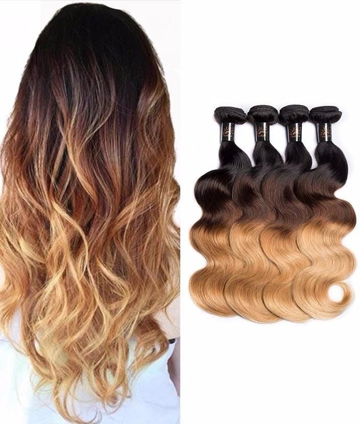 Sunlight Color 1b/4/27 Virgin Brazilian Silky Body Wave Human Hair