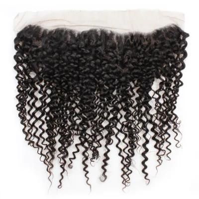 9A 13*4 Lace Front Closure Curly Wavy Virgin Remy Brazilian Hair Weaving #Black