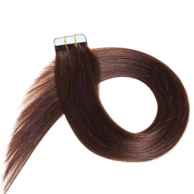 #4 Tape in Human Hair Extensions Brazilian Remy Straight on Adhesive Invisible PU Weft Platinum Blonde Color 20PCS/Set