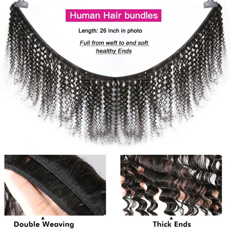 Factory Wholesale Kinky Curly Brazilian Virgin Human Hair Bundles Natural Black 26 Inch