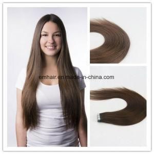 Hot Selling Wholesale Color #4 Tape Straight Brazilian Hair Weft/Weaving PU Hair Extension