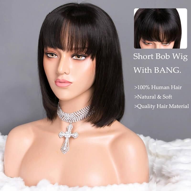 Straight Bobo Wigs with Bangs Remy Human Hair Ombre Human Hair Wig