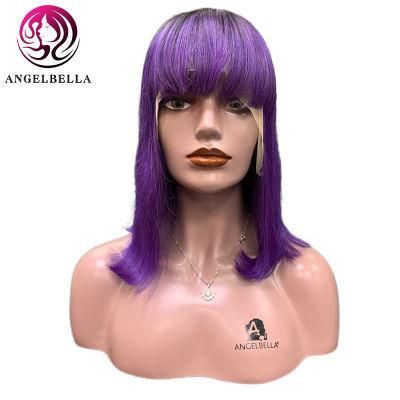 Angelbella 13*4 Frontal Wig Glueless Cheap Remy African American Human Hair Bob Wigs