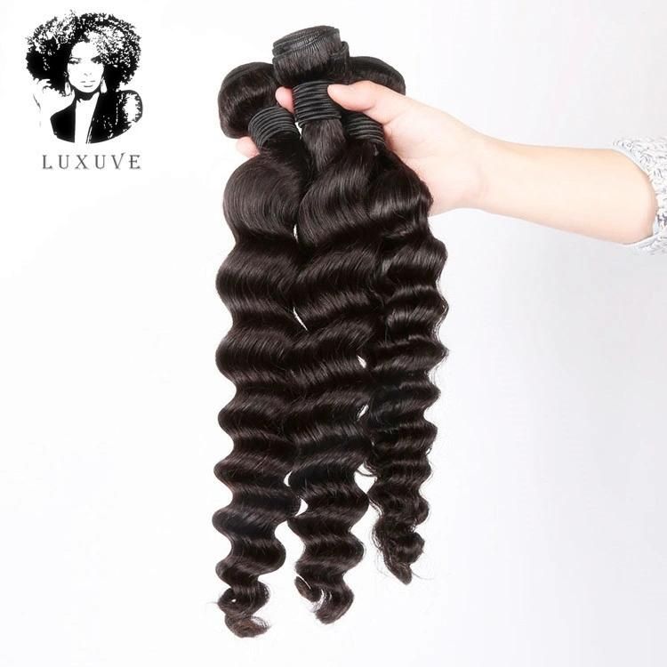 Luxuve Chemical Free Deep Wave Bundles 100% Virgin Brazilian Hair Bundle Human Hair Extension Vendors