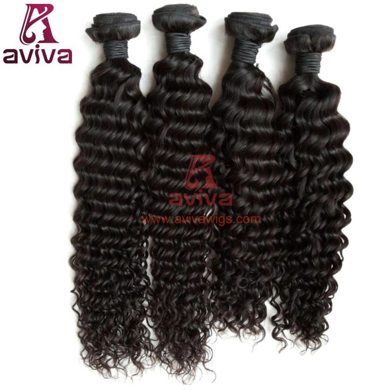 Peruvian Deep Wave Virgin Hair Double Weft Human Hair Extension Natural Black