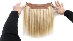 18&quot; Halo Remy Hair Extensions Piano Color #27/613 Silk Straight
