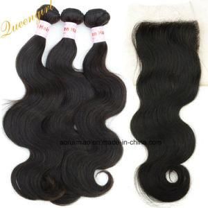 100% Human Hair Body Wave Peruvian Virgin Hair 3 Bundles with Lace Closure