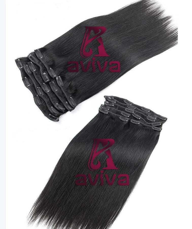 100% Brazilian Hair 7pieces 16clips for Full Head Clip in Human Hair Extension