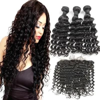 Kbeth Hot Selling Free Shedding 100% Virgin Human Hair in Deep Wave Toupee Transparent 13*4 Lace Frontal Toupee for Beauty Lady
