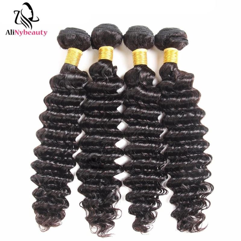 Alinybeauty Wholesale Virgin Brazilian Human Hair Deep Wave Hair Weave