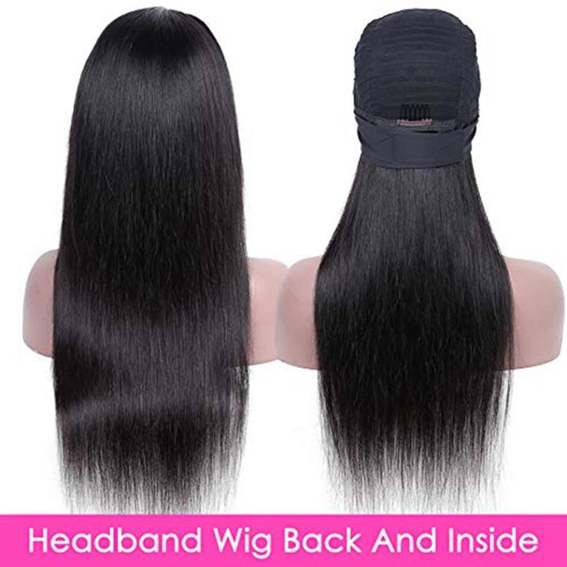 Kbeth Headband Women Wig 2022 Fashion No Lace Machine Made 22 Inch Straight Remy Long Human Hair Wigs for Ladies From Factory Cheap Price Wholesale