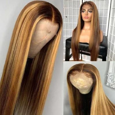 Ombre Brown Straight Wig 150% Lace Front Human Hair Wigs for Women Brazilian Remy Hair Pre Plucked Lace Wig with Baby Hair 26 Inch