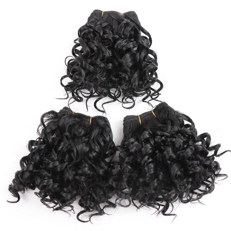 Peruvian Curly Bundles Jerry Curl Double Drawn Human Hair Remy Hair Natural Black Colored Hair Extension